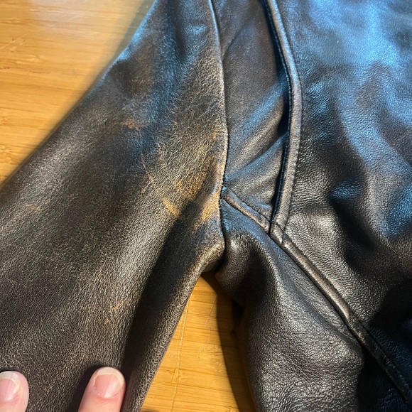 EUC Veda- Brown Leather Distressed Moto Jacket. Size XS - Picture 11 of 13